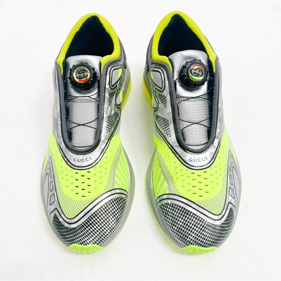 Gucci Men's Ultrapace R "Neon Yellow” GG Logo Sneakers - Picture 4 of 13